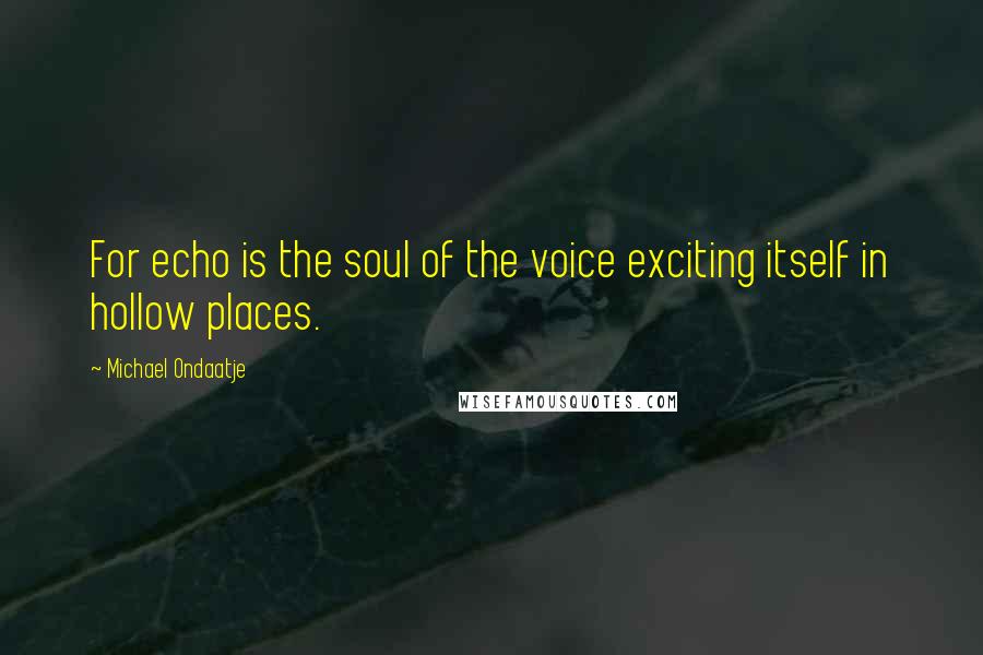 Michael Ondaatje Quotes: For echo is the soul of the voice exciting itself in hollow places.