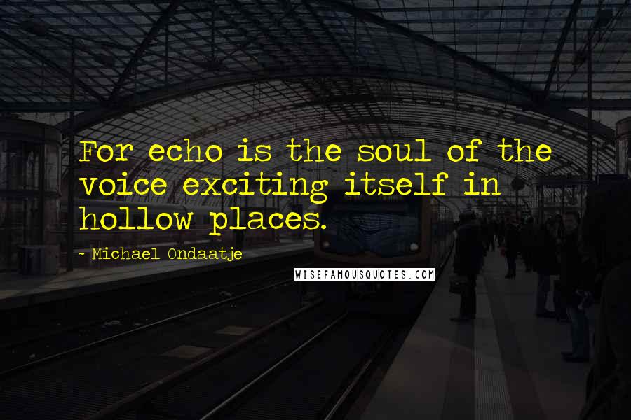 Michael Ondaatje Quotes: For echo is the soul of the voice exciting itself in hollow places.