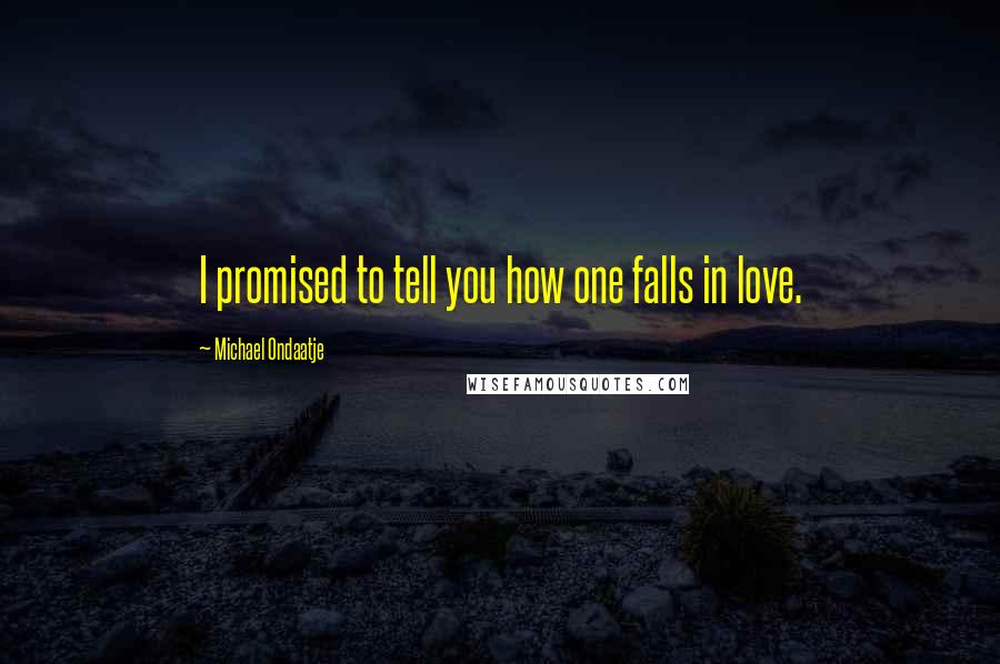 Michael Ondaatje Quotes: I promised to tell you how one falls in love.