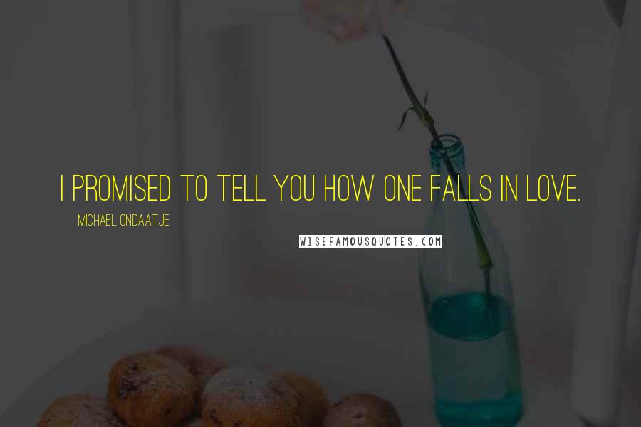 Michael Ondaatje Quotes: I promised to tell you how one falls in love.