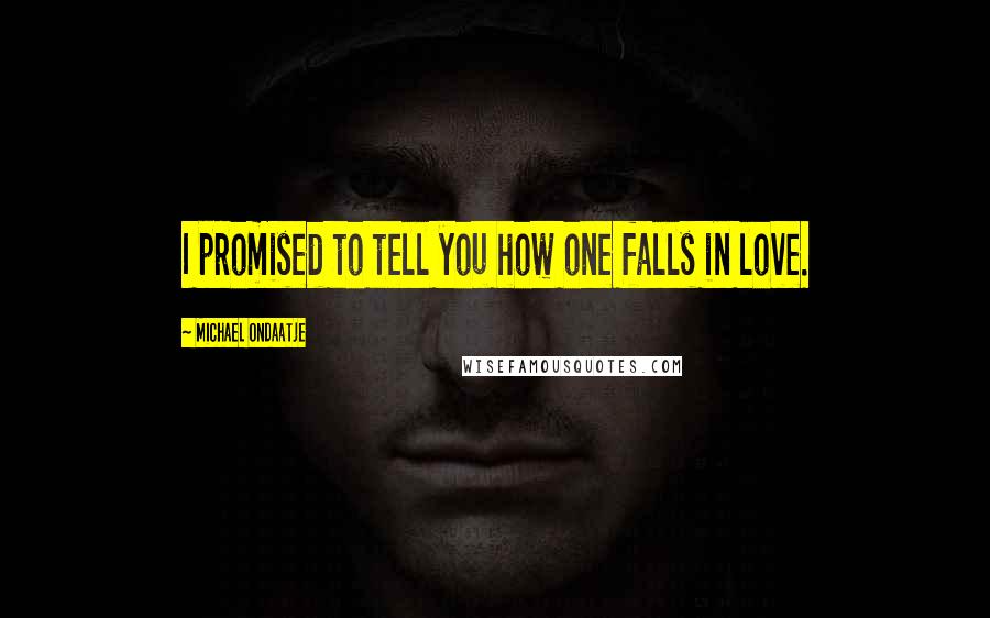 Michael Ondaatje Quotes: I promised to tell you how one falls in love.