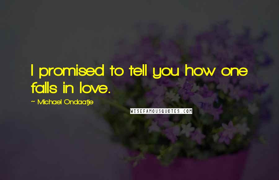 Michael Ondaatje Quotes: I promised to tell you how one falls in love.