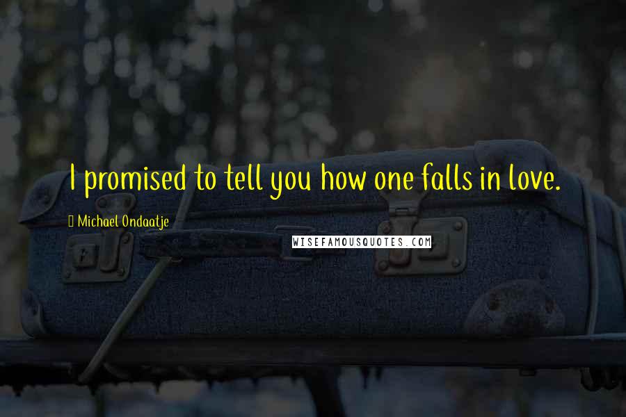 Michael Ondaatje Quotes: I promised to tell you how one falls in love.