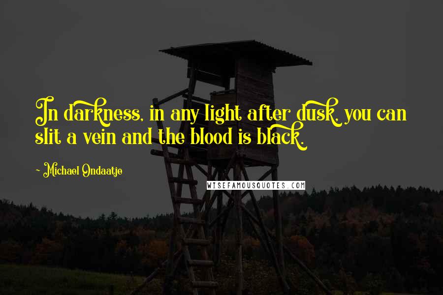 Michael Ondaatje Quotes: In darkness, in any light after dusk, you can slit a vein and the blood is black.