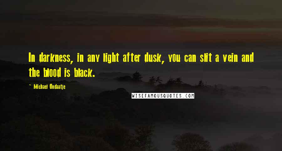 Michael Ondaatje Quotes: In darkness, in any light after dusk, you can slit a vein and the blood is black.