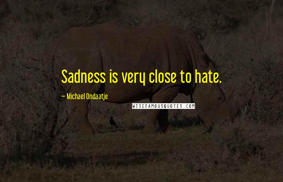 Michael Ondaatje Quotes: Sadness is very close to hate.