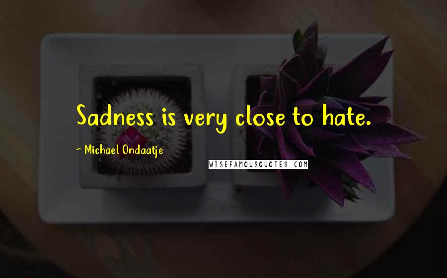 Michael Ondaatje Quotes: Sadness is very close to hate.