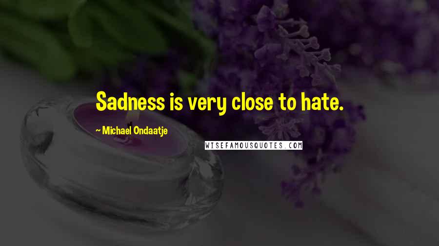 Michael Ondaatje Quotes: Sadness is very close to hate.