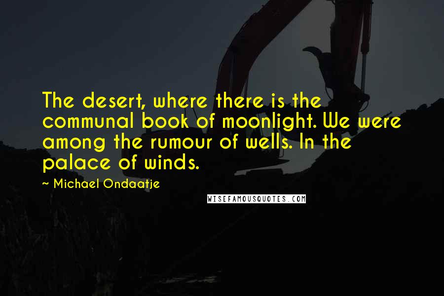 Michael Ondaatje Quotes: The desert, where there is the communal book of moonlight. We were among the rumour of wells. In the palace of winds.