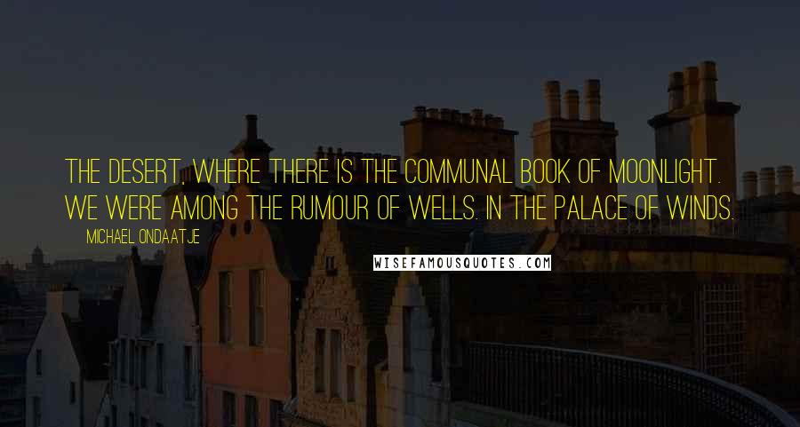 Michael Ondaatje Quotes: The desert, where there is the communal book of moonlight. We were among the rumour of wells. In the palace of winds.