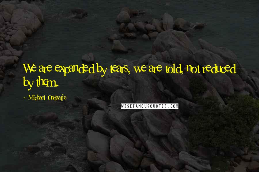 Michael Ondaatje Quotes: We are expanded by tears, we are told, not reduced by them.