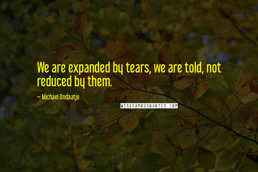 Michael Ondaatje Quotes: We are expanded by tears, we are told, not reduced by them.