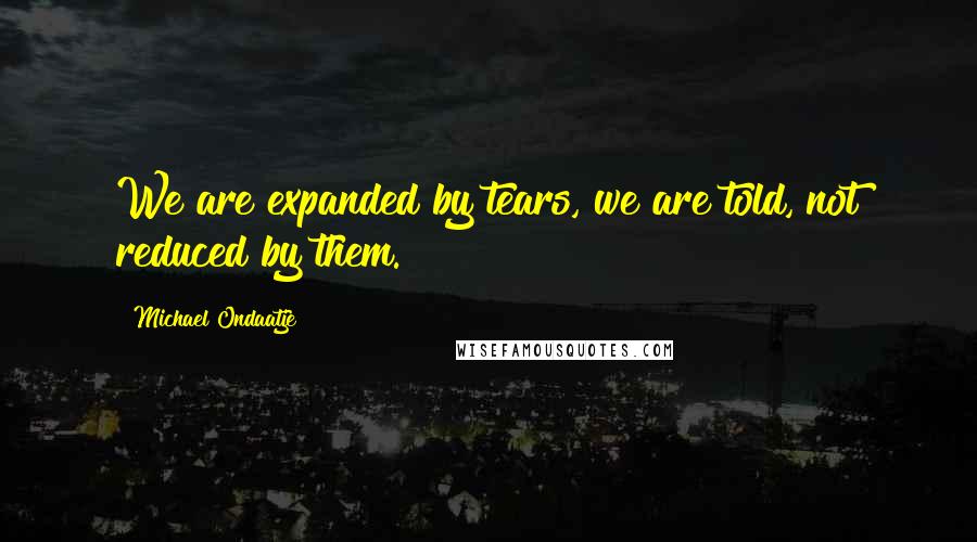 Michael Ondaatje Quotes: We are expanded by tears, we are told, not reduced by them.