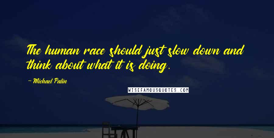 Michael Palin Quotes: The human race should just slow down and think about what it is doing.