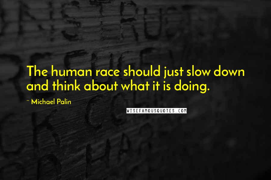 Michael Palin Quotes: The human race should just slow down and think about what it is doing.
