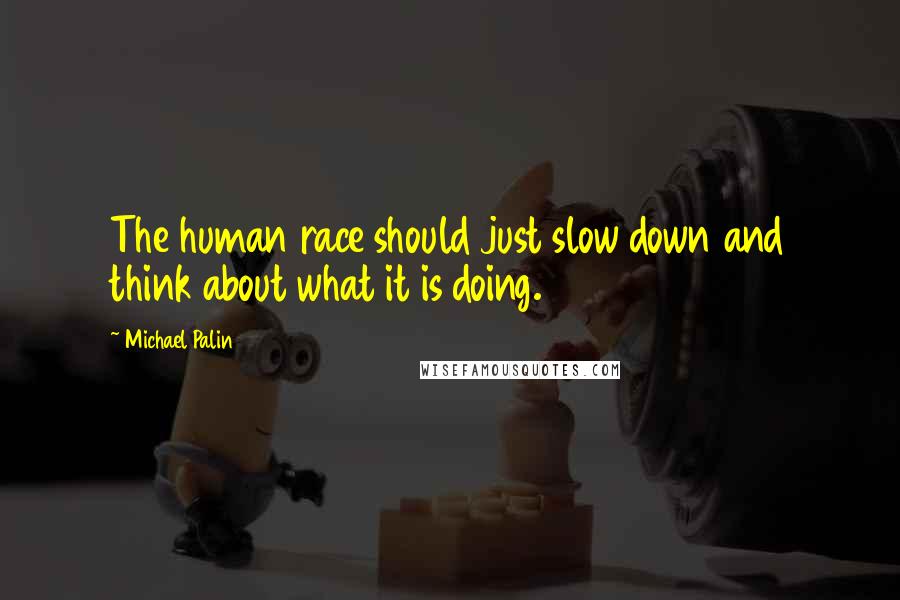 Michael Palin Quotes: The human race should just slow down and think about what it is doing.