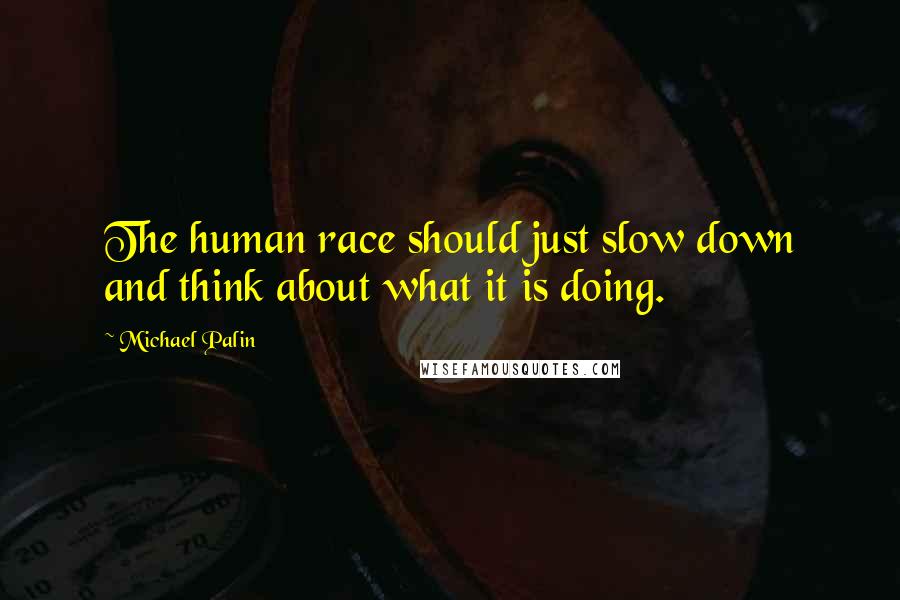 Michael Palin Quotes: The human race should just slow down and think about what it is doing.