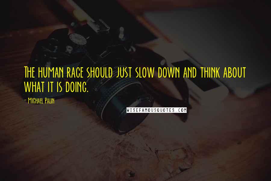 Michael Palin Quotes: The human race should just slow down and think about what it is doing.