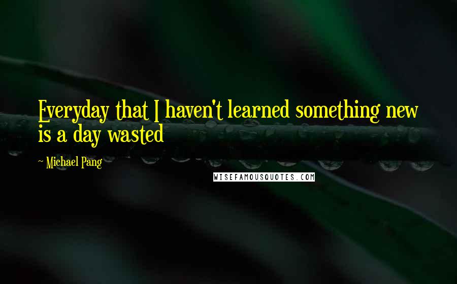 Michael Pang Quotes: Everyday that I haven't learned something new is a day wasted