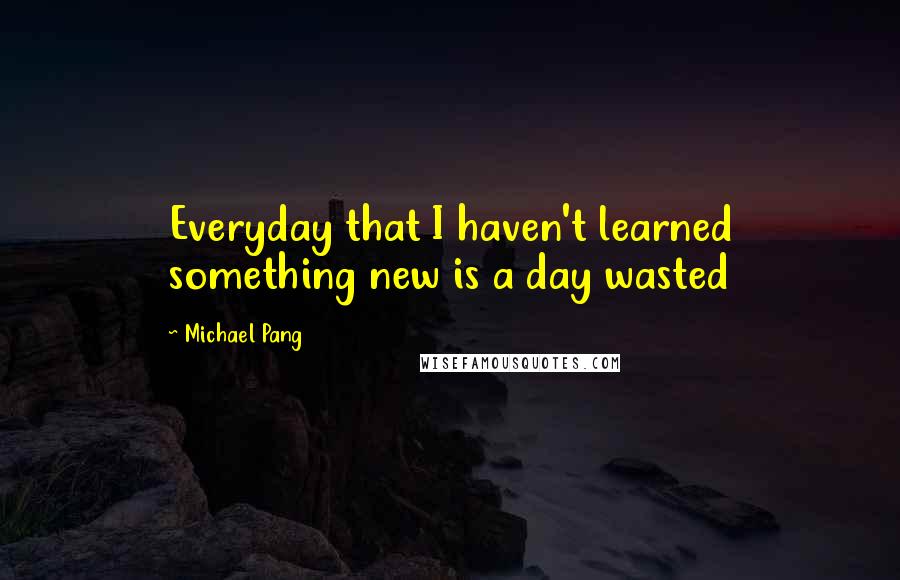 Michael Pang Quotes: Everyday that I haven't learned something new is a day wasted