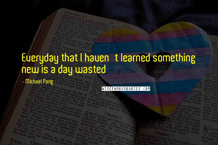 Michael Pang Quotes: Everyday that I haven't learned something new is a day wasted