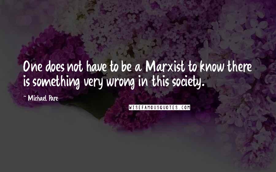 Michael Pare Quotes: One does not have to be a Marxist to know there is something very wrong in this society.