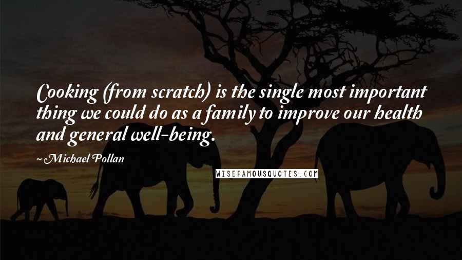 Michael Pollan Quotes: Cooking (from scratch) is the single most important thing we could do as a family to improve our health and general well-being.