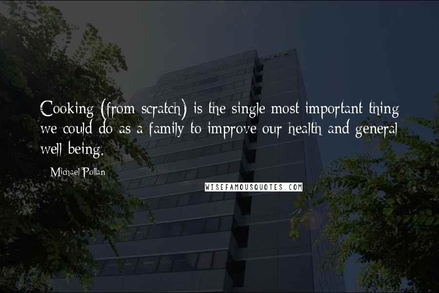 Michael Pollan Quotes: Cooking (from scratch) is the single most important thing we could do as a family to improve our health and general well-being.