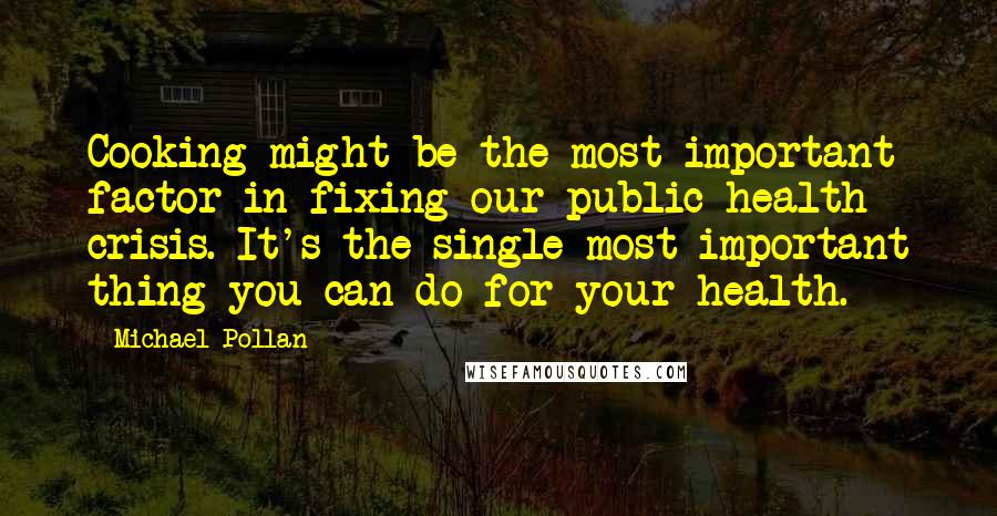 Michael Pollan Quotes: Cooking might be the most important factor in fixing our public health crisis. It's the single most important thing you can do for your health.