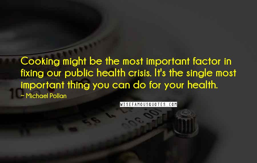 Michael Pollan Quotes: Cooking might be the most important factor in fixing our public health crisis. It's the single most important thing you can do for your health.