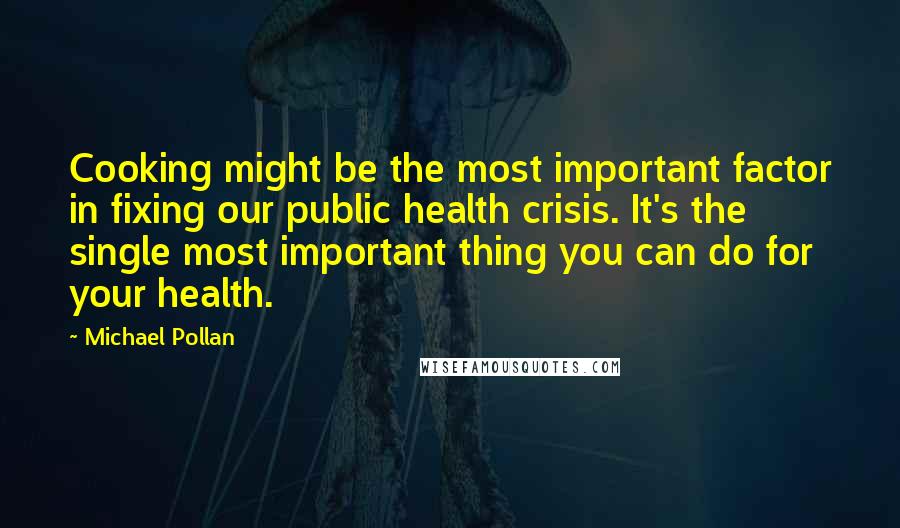 Michael Pollan Quotes: Cooking might be the most important factor in fixing our public health crisis. It's the single most important thing you can do for your health.