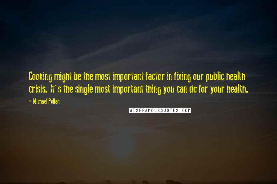 Michael Pollan Quotes: Cooking might be the most important factor in fixing our public health crisis. It's the single most important thing you can do for your health.