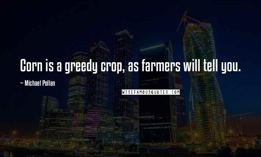 Michael Pollan Quotes: Corn is a greedy crop, as farmers will tell you.