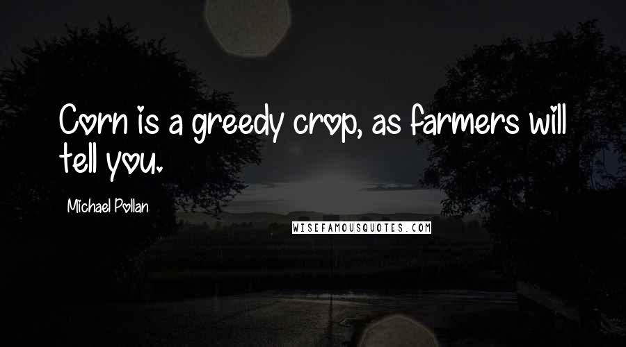 Michael Pollan Quotes: Corn is a greedy crop, as farmers will tell you.