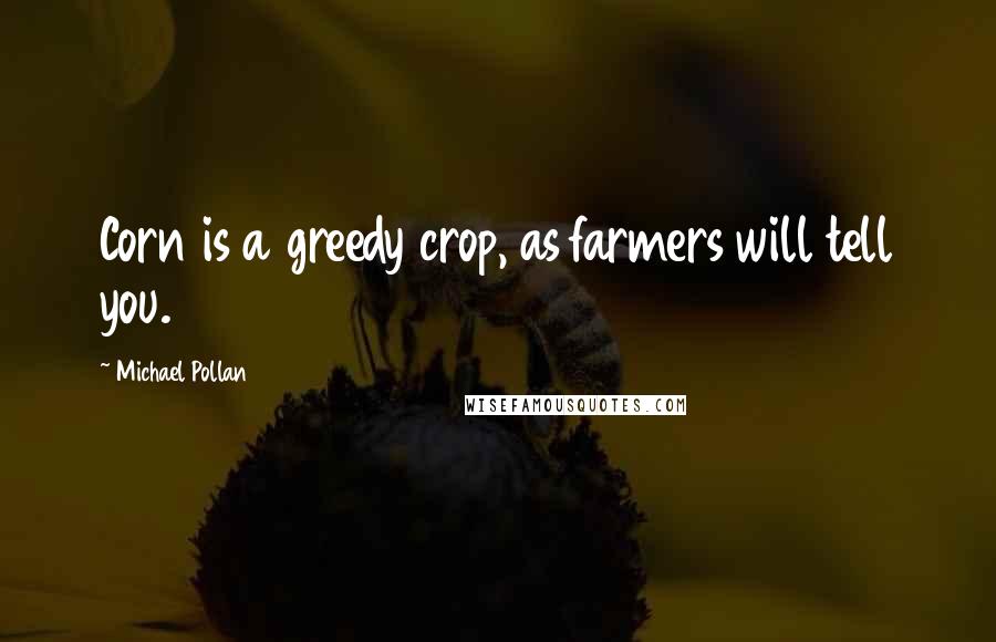 Michael Pollan Quotes: Corn is a greedy crop, as farmers will tell you.