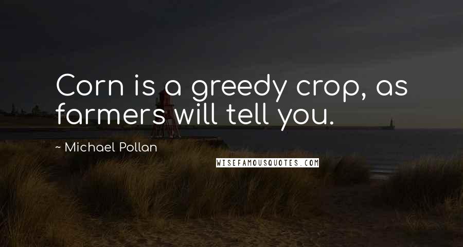 Michael Pollan Quotes: Corn is a greedy crop, as farmers will tell you.