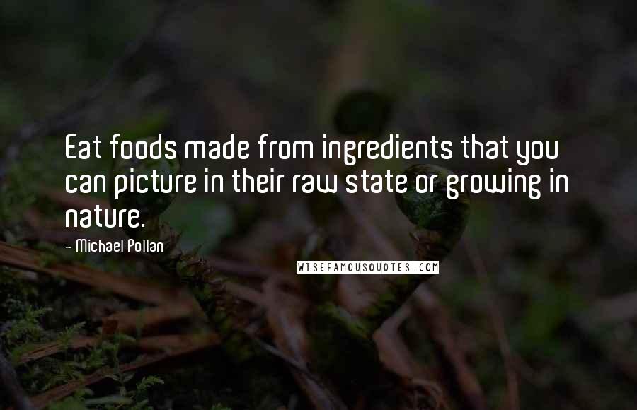 Michael Pollan Quotes: Eat foods made from ingredients that you can picture in their raw state or growing in nature.