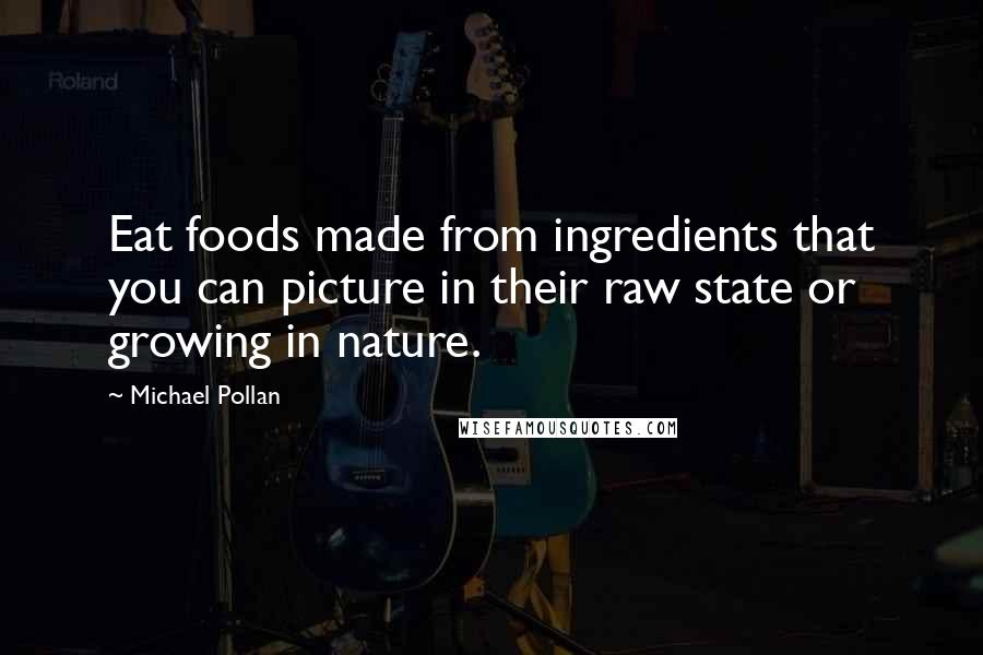 Michael Pollan Quotes: Eat foods made from ingredients that you can picture in their raw state or growing in nature.