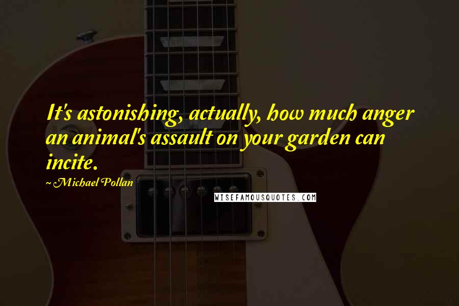 Michael Pollan Quotes: It's astonishing, actually, how much anger an animal's assault on your garden can incite.