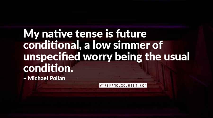 Michael Pollan Quotes: My native tense is future conditional, a low simmer of unspecified worry being the usual condition.