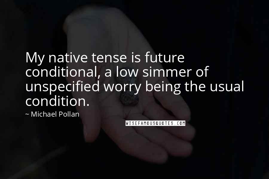 Michael Pollan Quotes: My native tense is future conditional, a low simmer of unspecified worry being the usual condition.