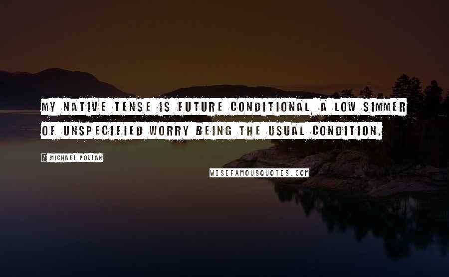 Michael Pollan Quotes: My native tense is future conditional, a low simmer of unspecified worry being the usual condition.