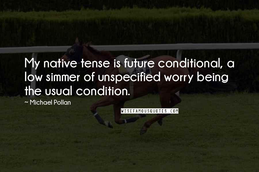 Michael Pollan Quotes: My native tense is future conditional, a low simmer of unspecified worry being the usual condition.