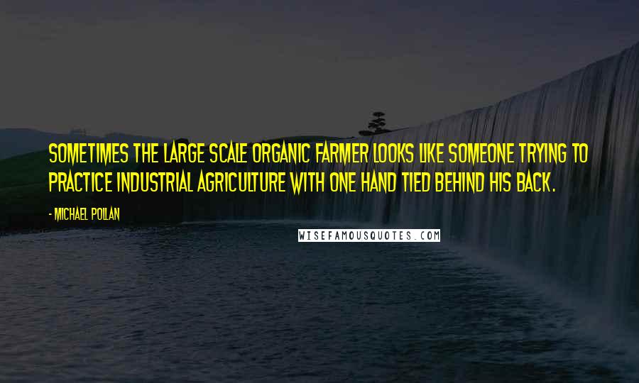 Michael Pollan Quotes: Sometimes the large scale organic farmer looks like someone trying to practice industrial agriculture with one hand tied behind his back.