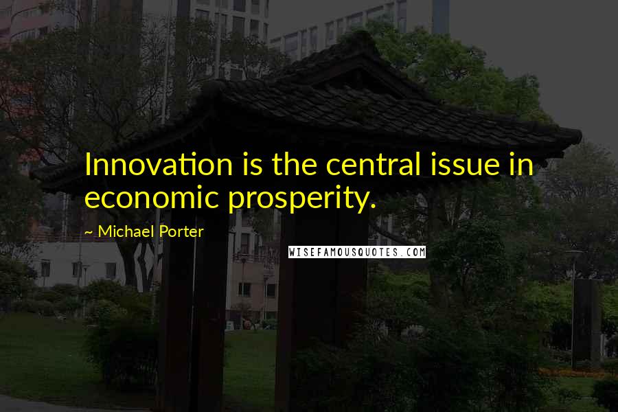 Michael Porter Quotes: Innovation is the central issue in economic prosperity.