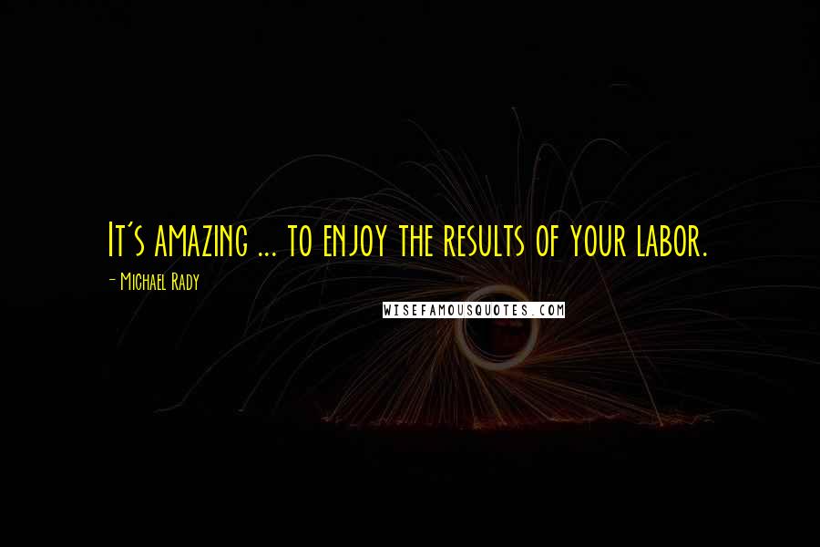 Michael Rady Quotes: It's amazing ... to enjoy the results of your labor.