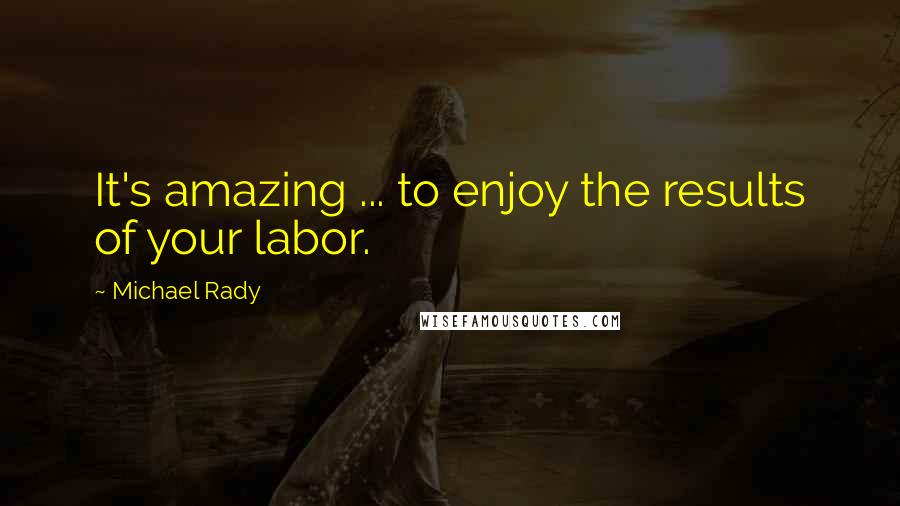 Michael Rady Quotes: It's amazing ... to enjoy the results of your labor.