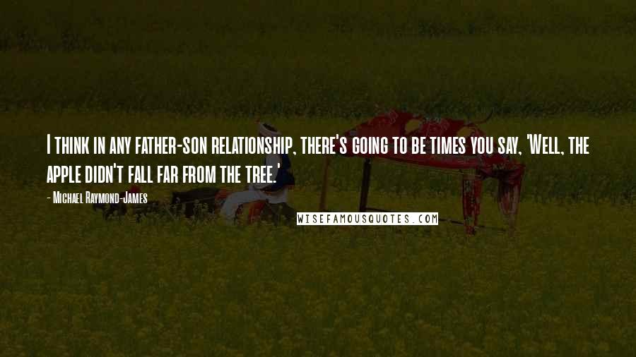 Michael Raymond-James Quotes: I think in any father-son relationship, there's going to be times you say, 'Well, the apple didn't fall far from the tree.'