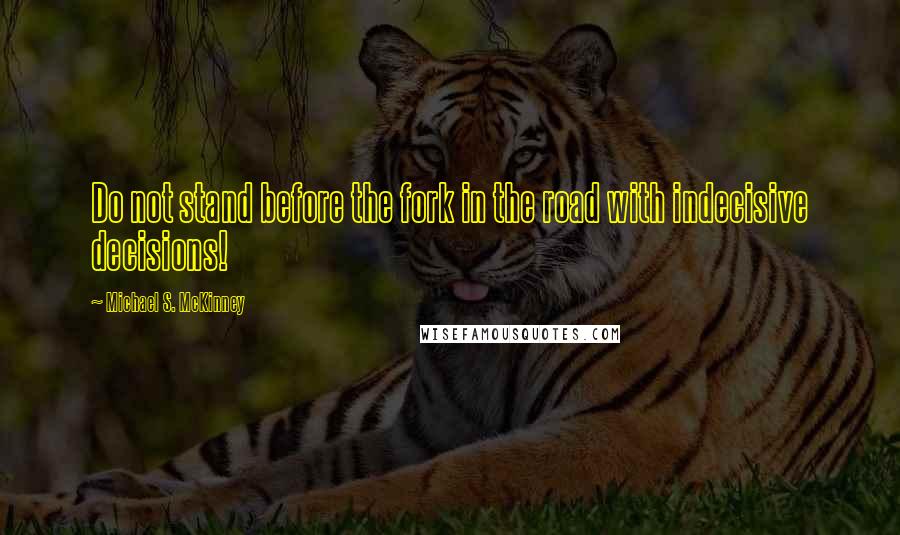 Michael S. McKinney Quotes: Do not stand before the fork in the road with indecisive decisions!