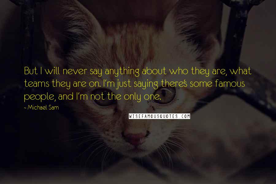 Michael Sam Quotes: But I will never say anything about who they are, what teams they are on. I'm just saying there's some famous people, and I'm not the only one.